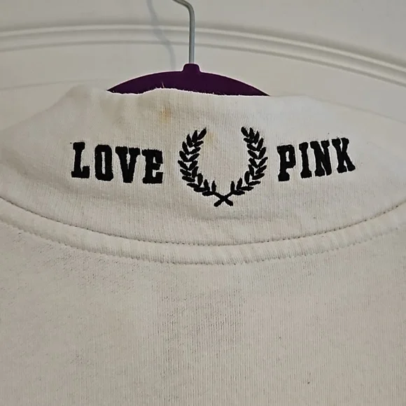 Victoria's Secret PINK Womens M Pullover Sweatshirt Kangaroo Pocket Off White - Picture 3 of 6